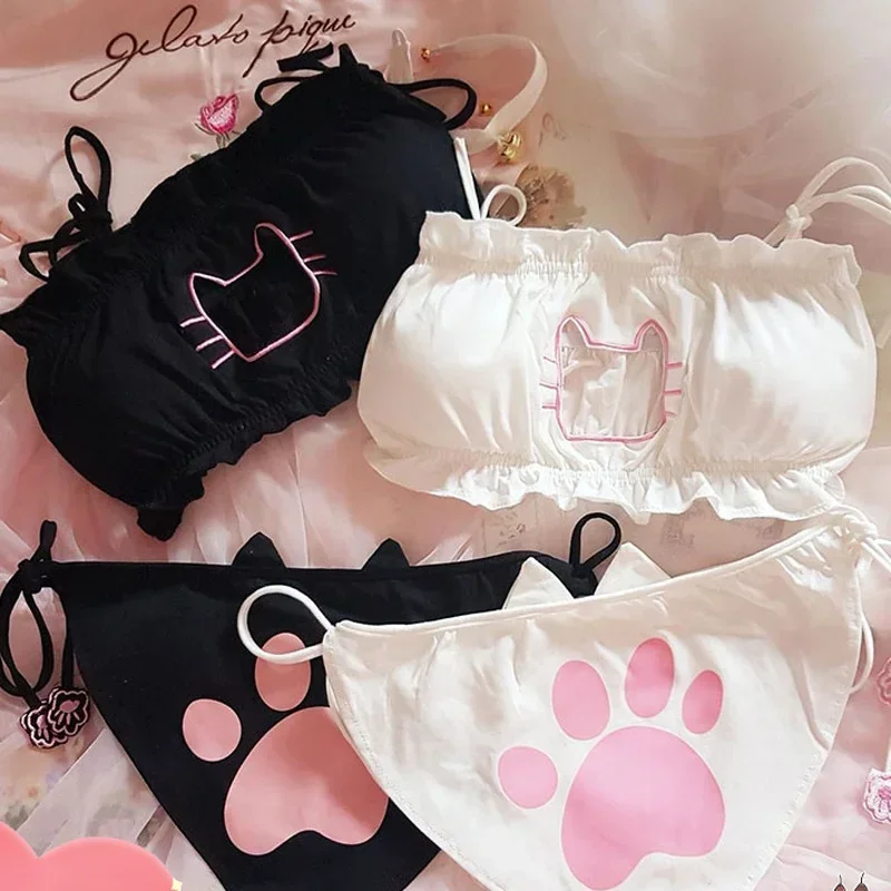 Anime Cosplay Lolita - ญี่ปุ่นอะนิเมะแมวสาว Bra กางเกงชุดผู้หญิงเซ็กซี่คอสเพลย์ชุดชั้นในชุดชั้นใน Intimates Kawaii Lolita