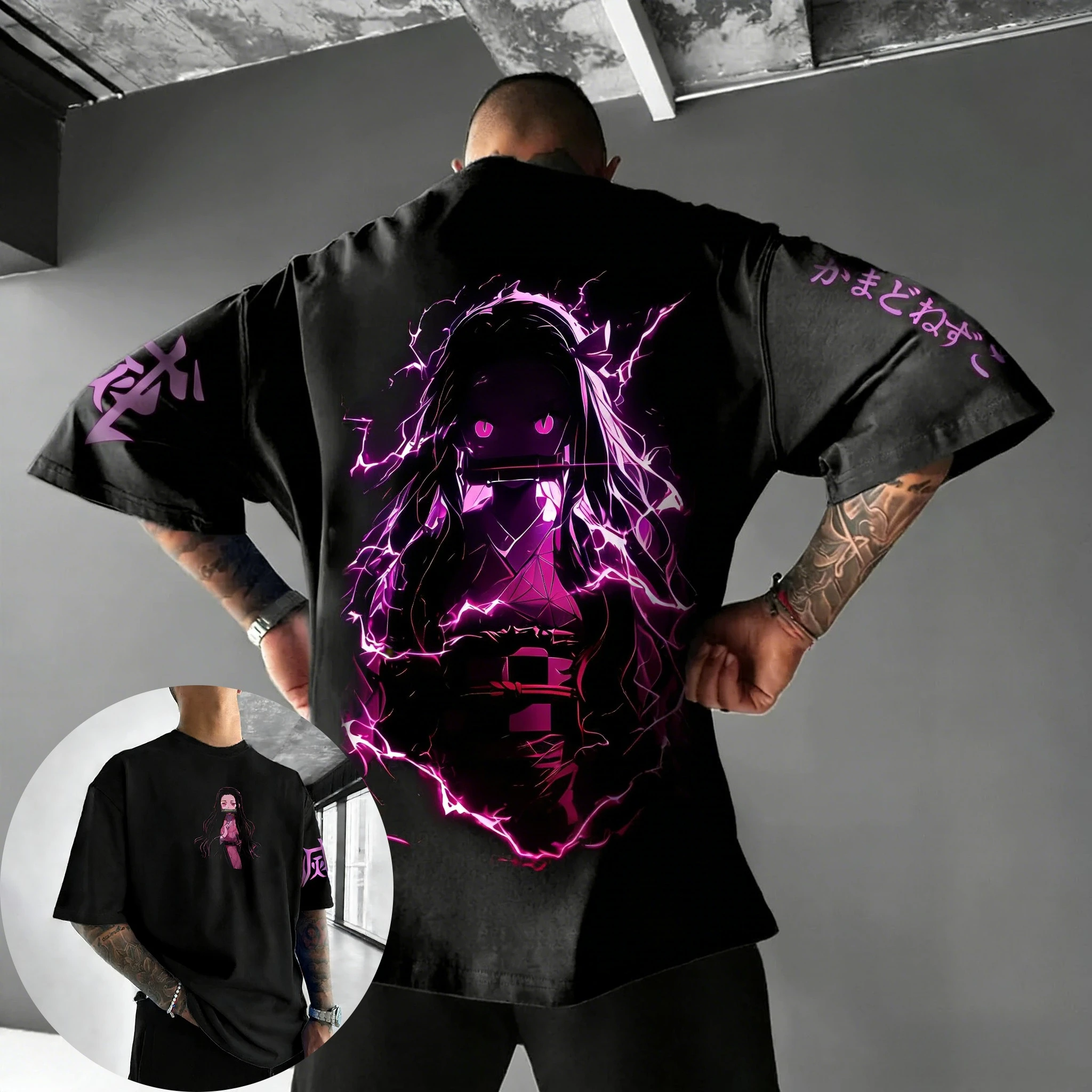 Anime Cosplay Nezuko - เสื้อยืดลายอนิเมะดาบพิฆาตอสูร ปี 2026 สำหรับผู้ชายและผู้หญิง ลายพิมพ์เนซึโกะ สไตล์ฮาราจูกุ