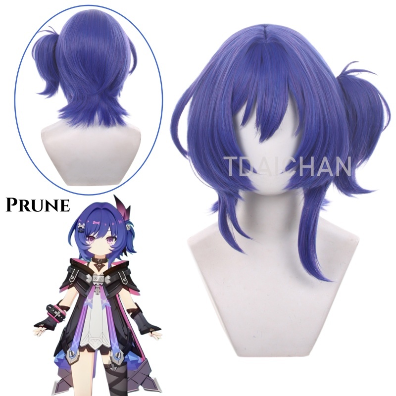 Anime Cosplay Com - เก็นชิน อิมแพ็ค บรูน คอสเพลย์วิกผมสีฟ้าสีม่วง ทรงบ๊อบ ทรงผมหางม้าข้างเดียว