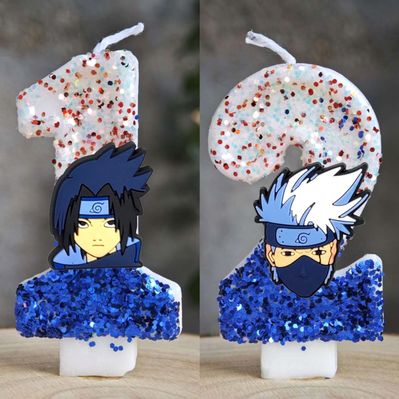 Naruto Headband Metal - เทียนตกแต่งเค้กนารูโตะ ธีมการ์ตูนอนิเมะ เทียนวันเกิดสำหรับเด็กผู้ชาย