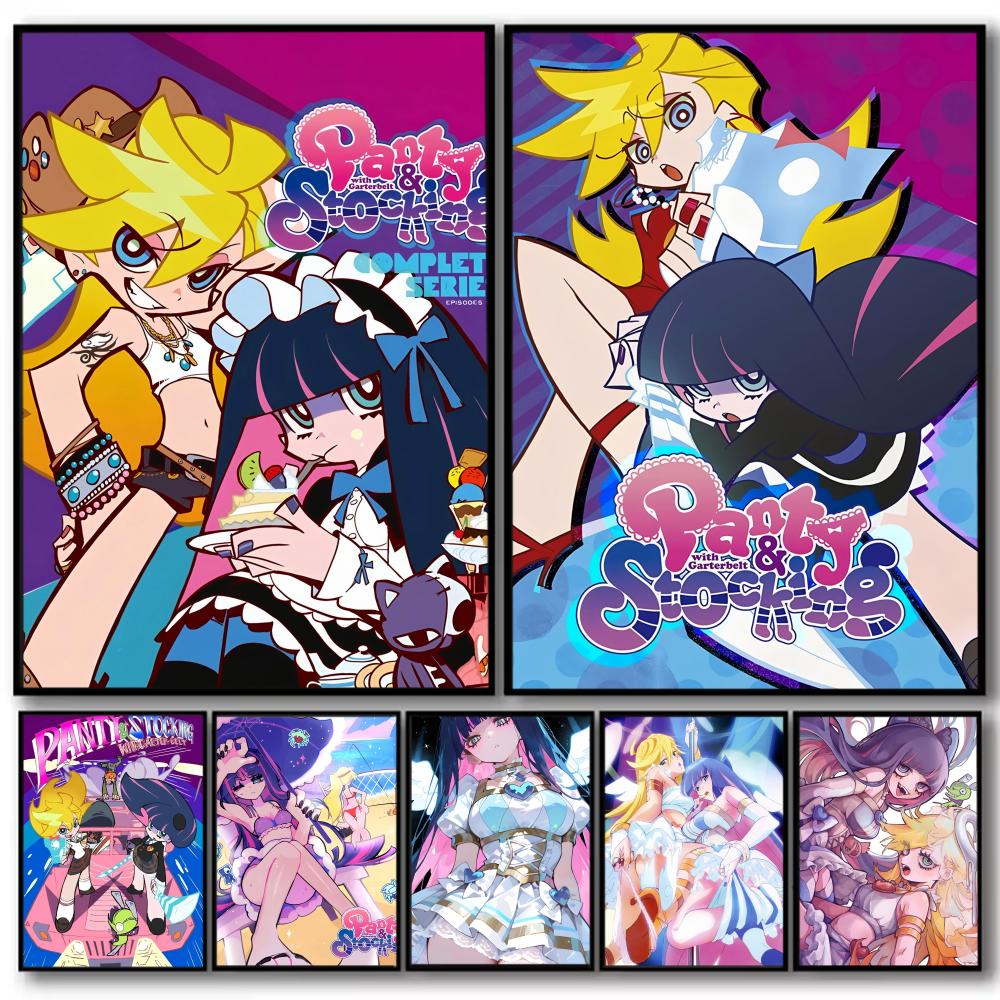 Anime Cosplay Wallpaper - อะนิเมะ P-Panty S-Stocking Garterbelt โปสเตอร์ตกแต่งผนังศิลปะสติกเกอร์ภาพพิมพ์สำหรับห้องนั่งเล่นตกแต่งห้องโถง