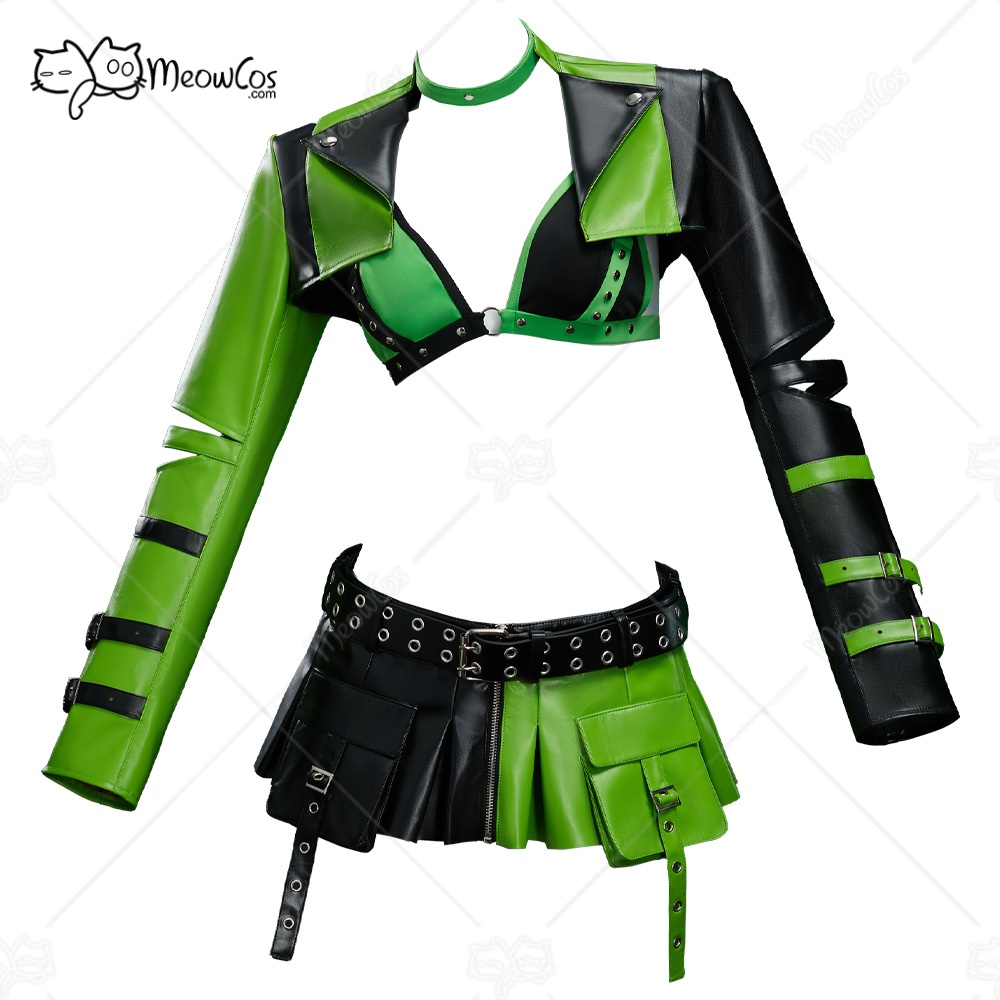 Anime Cosplay Com - US Stock MEOWCOS ชุดกระโปรงอนิเมะสำหรับผู้หญิงพร้อมโชคเกอร์และเข็มขัดชุดคอสเพลย์ฮาโลวีน